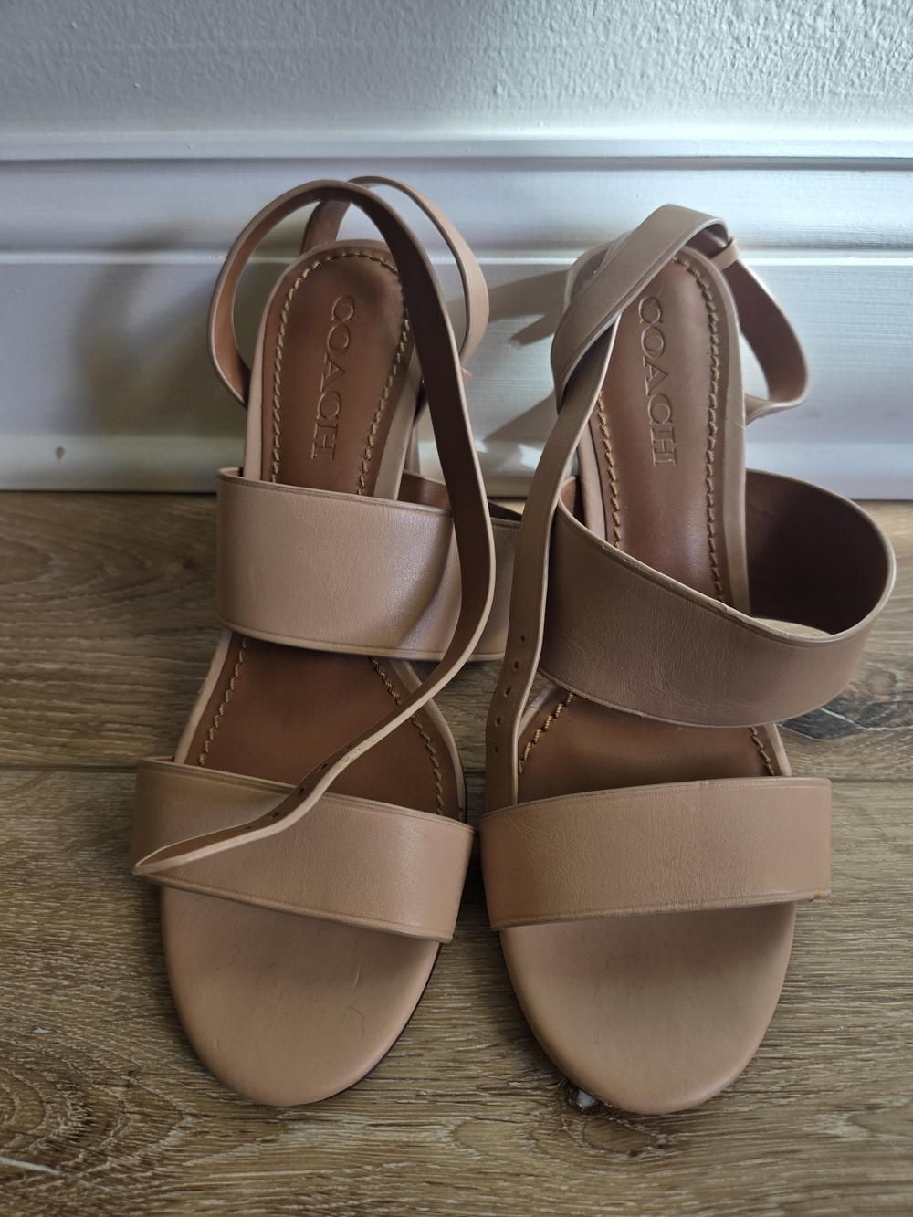 COACH Women's Tan Leather Strappy Sandals